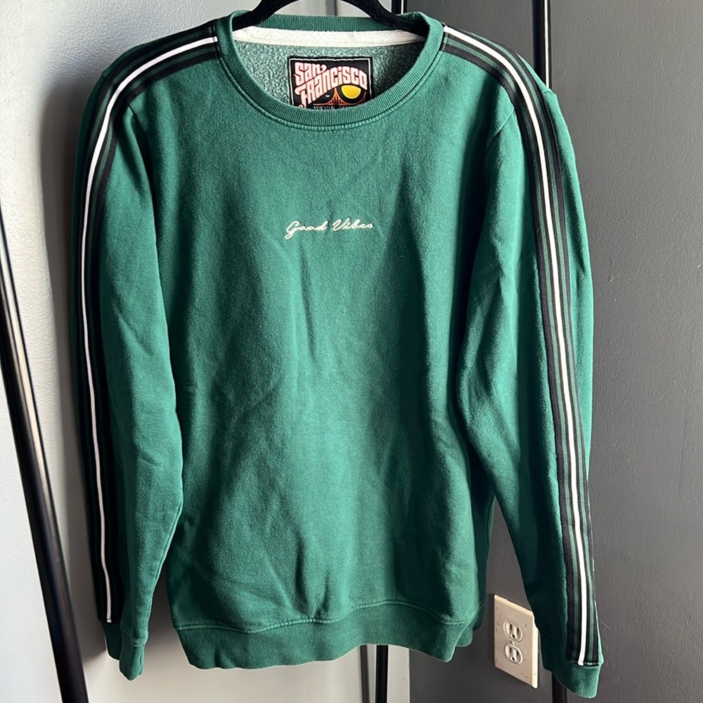 Green Good vibes crew sweatshirt San Francisco Work Shirts size large